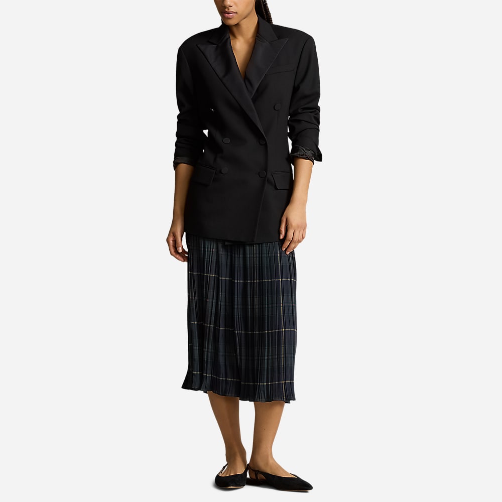 Plaid Pleated Midi Skirt - Polo Tartan
