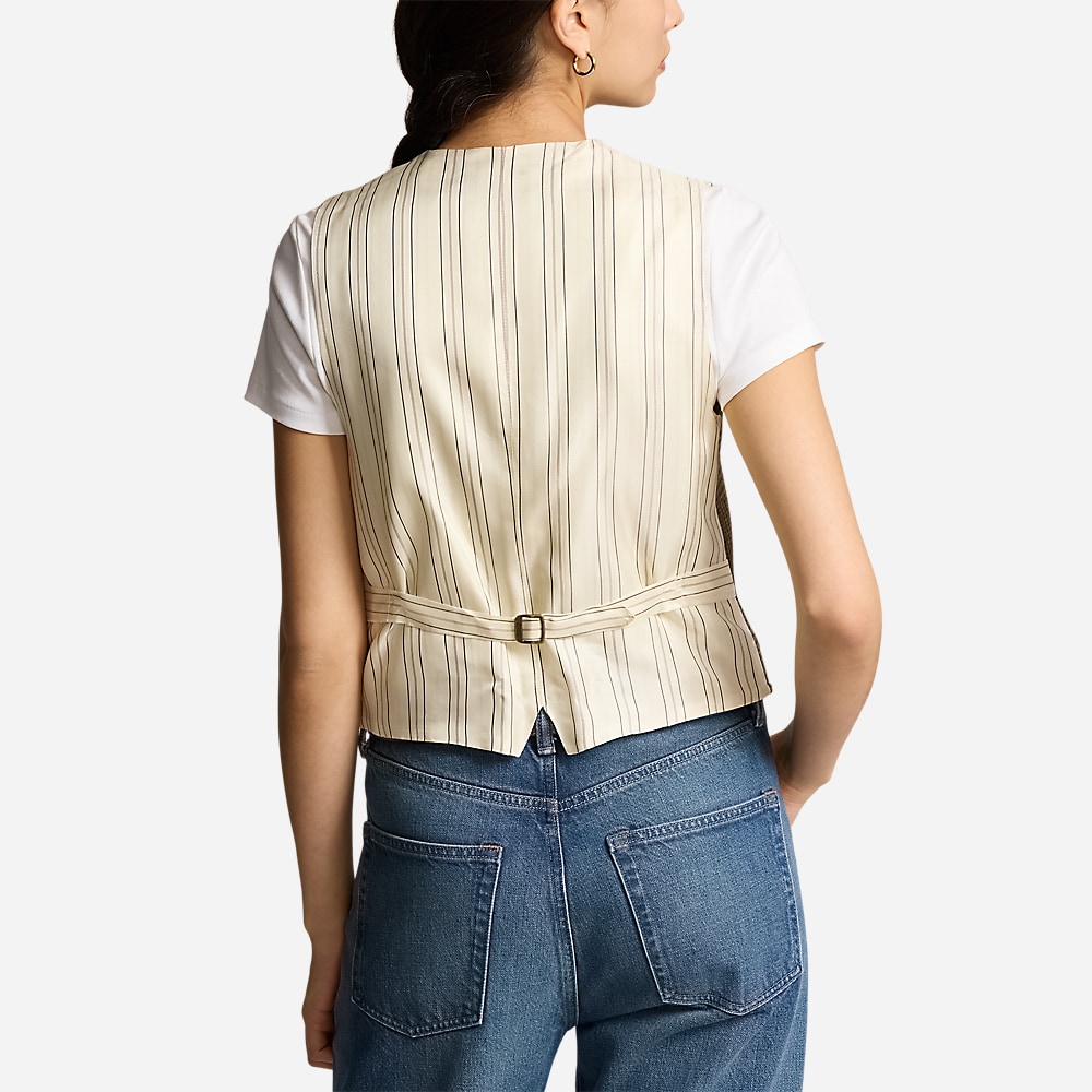 Tweed Front-Panel Vest - Olive/Tan Glen Check