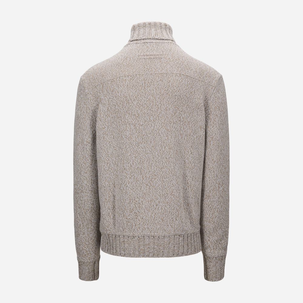 Turtle Neck Knitwear - Medium Beige Fancy
