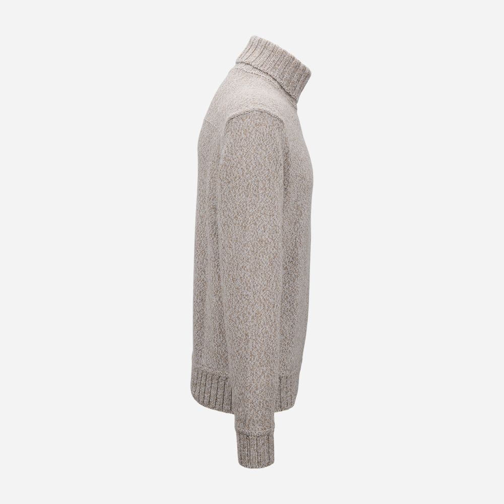 Turtle Neck Knitwear - Medium Beige Fancy