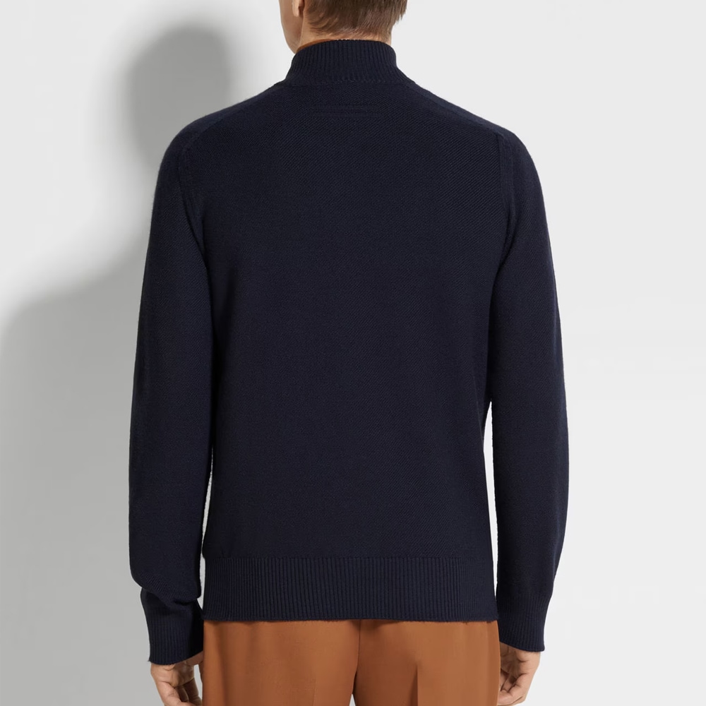 Cashseta Full Zip Cardigan - Navy Blue