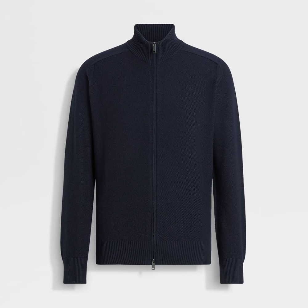 Cashseta Full Zip Cardigan - Navy Blue