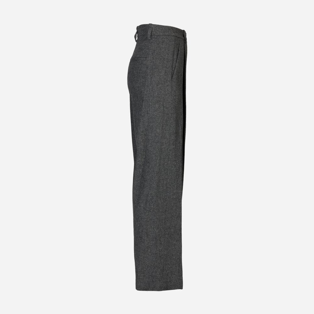 Italian Herringbone Wool-Blend High-Rise Trouser - Charcoal