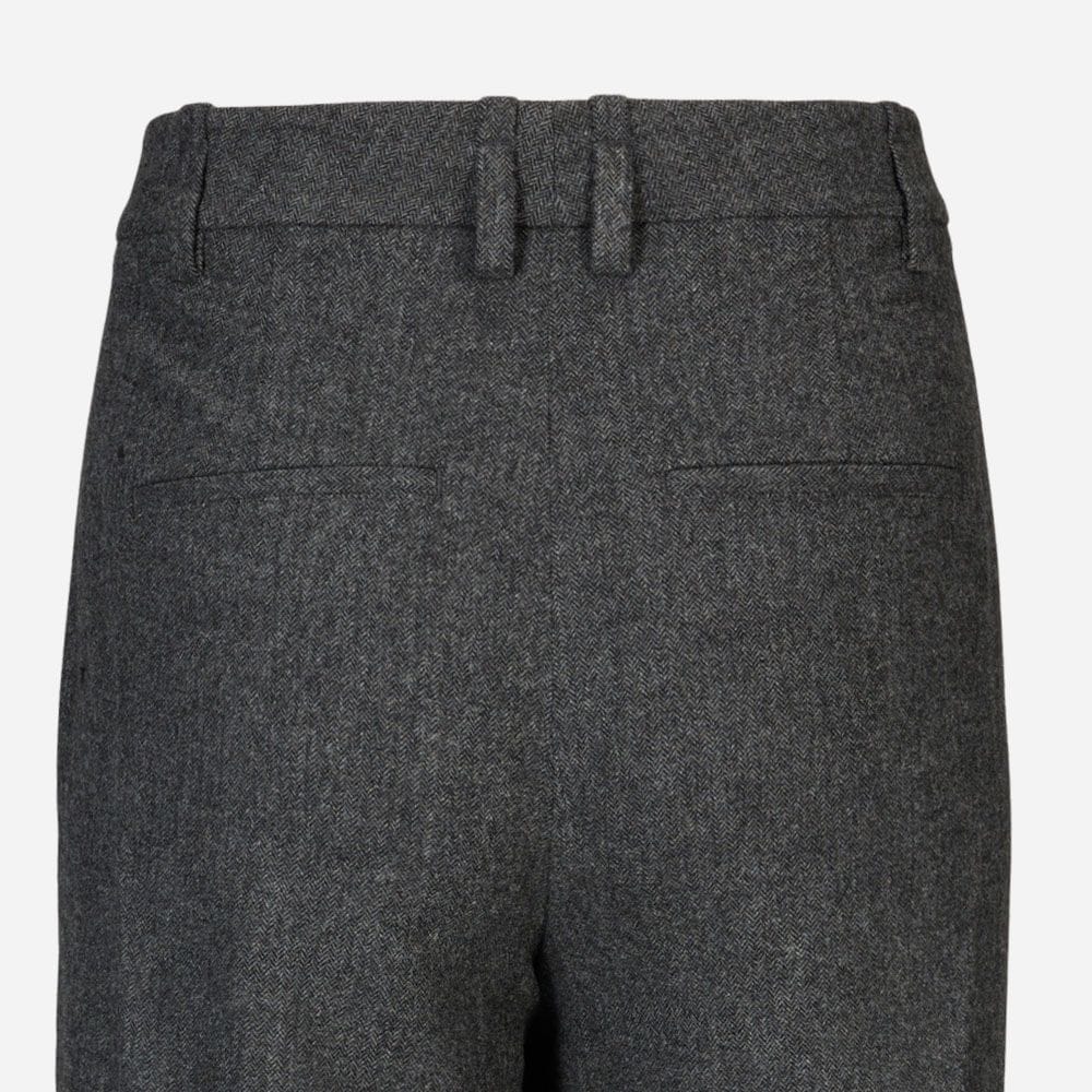 Italian Herringbone Wool-Blend High-Rise Trouser - Charcoal