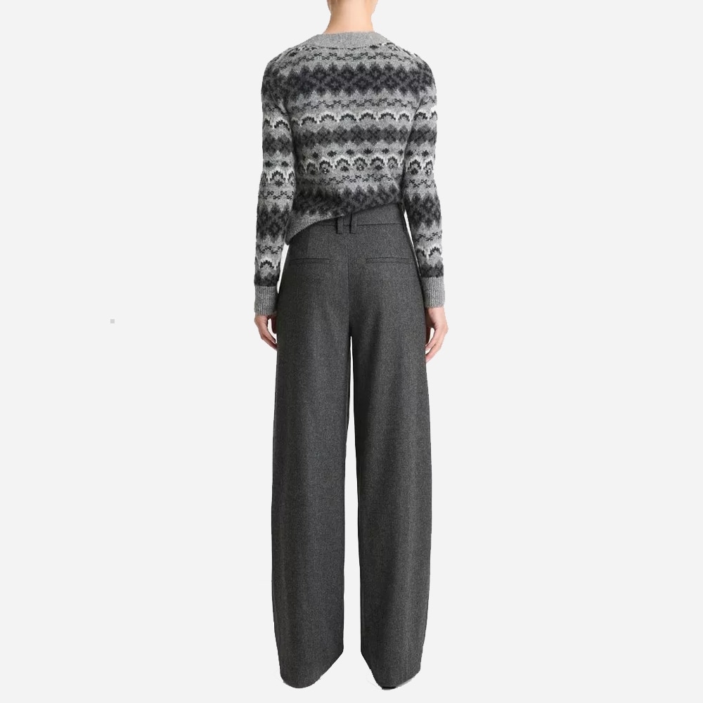 Italian Herringbone Wool-Blend High-Rise Trouser - Charcoal