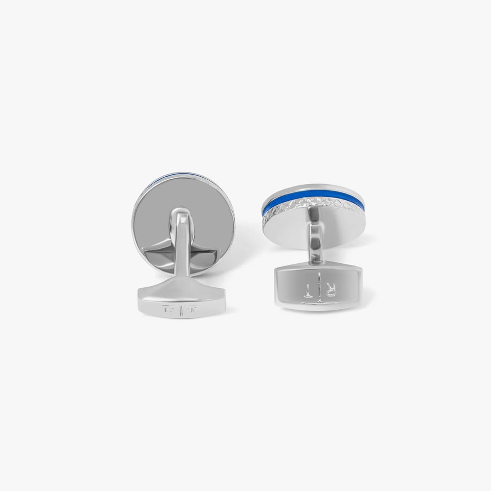 Cufflinks Round - Silver-Blue