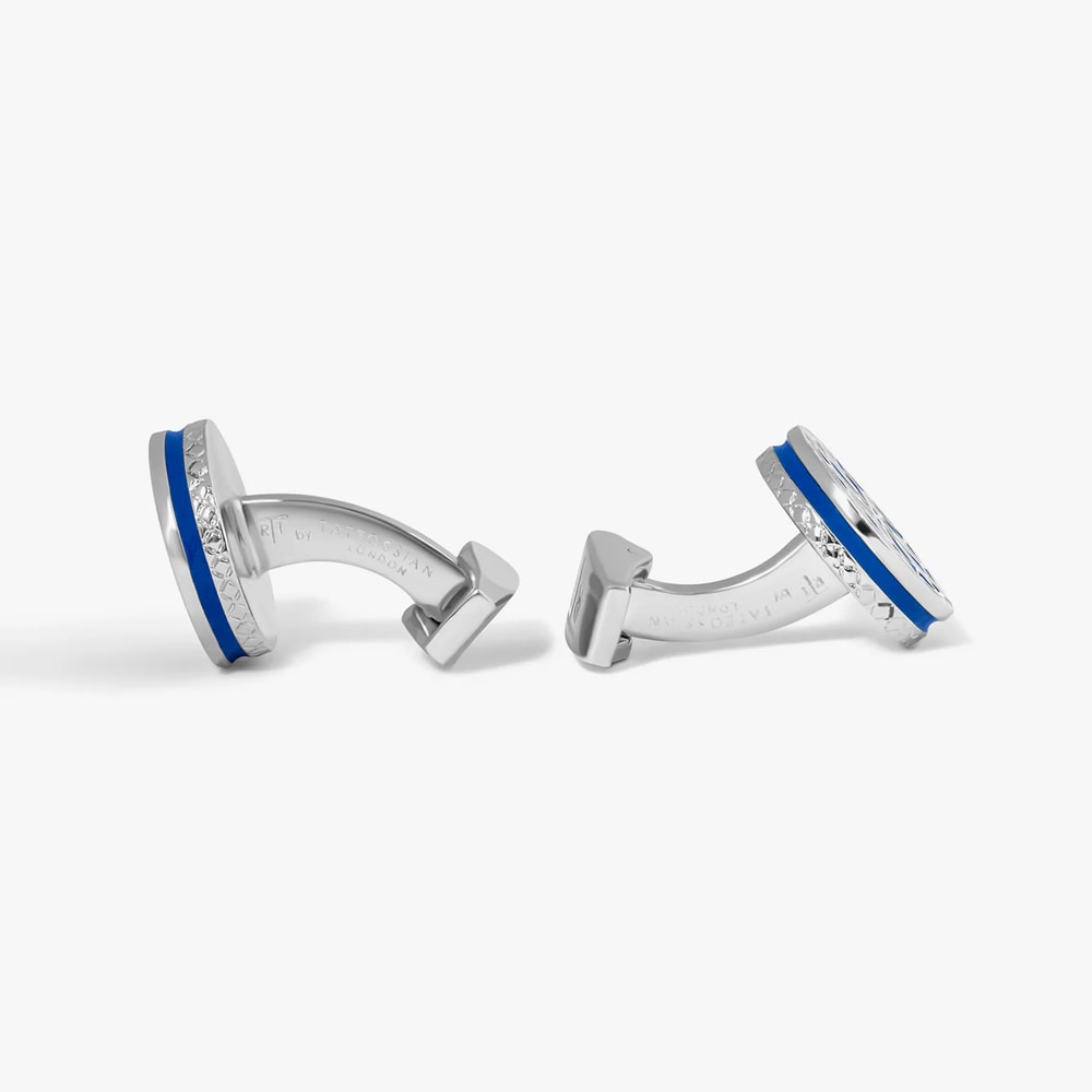 Cufflinks Round - Silver-Blue