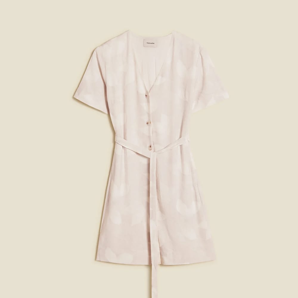 Cari Short Print Dress - Ecru Mix