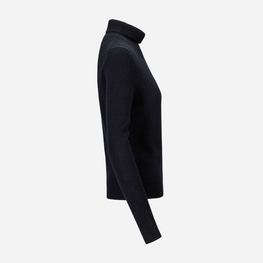High-Neck Cashmere Sweater - Black