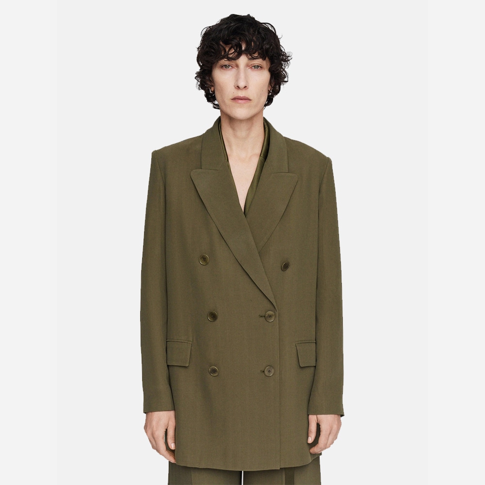 Silk Crepe Chapone Jacket - Hass Avocado
