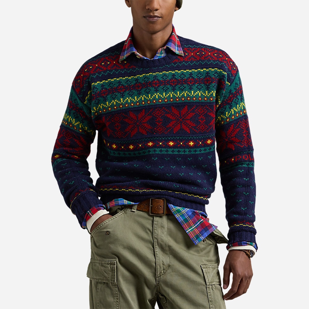 Snowflake Wool Sweater - Navy Combo