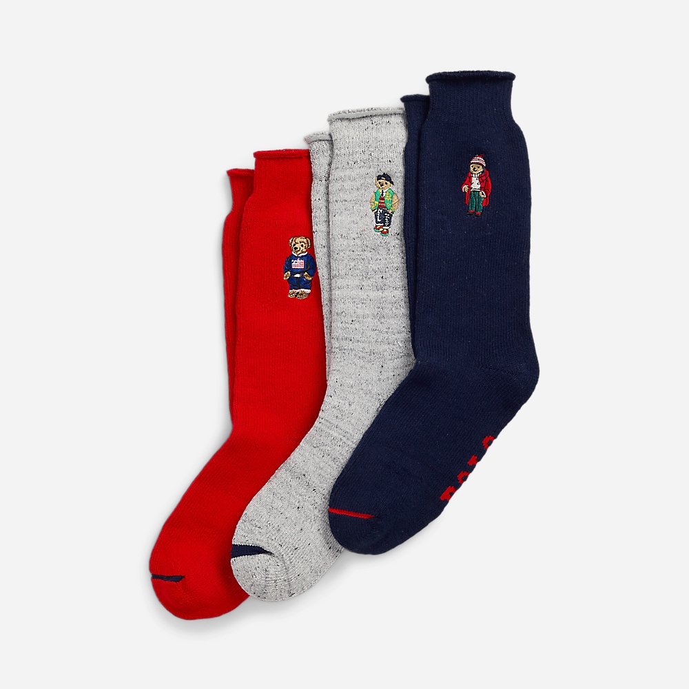 Polo Bear Roll-Top 3-Sock Gift Set - Assorted