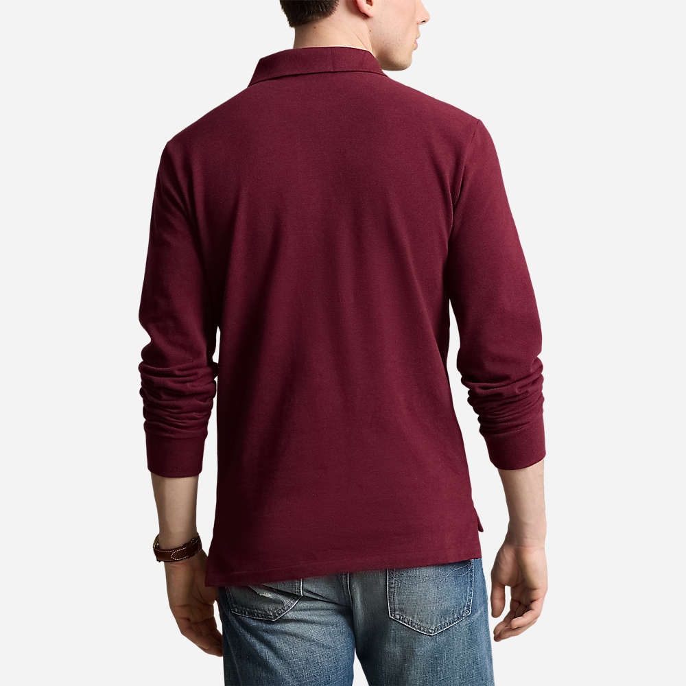 Custom Slim Fit Mesh Polo Shirt - Vintage Port Heather