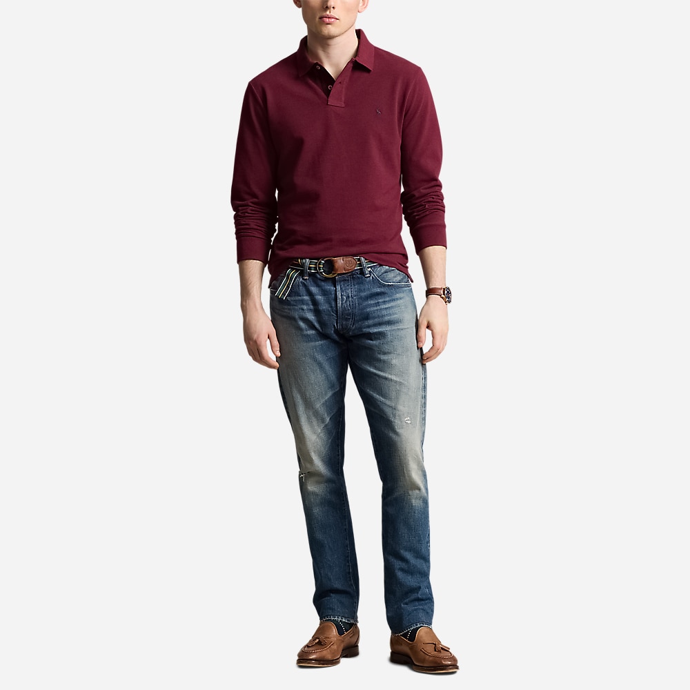 Custom Slim Fit Mesh Polo Shirt - Vintage Port Heather