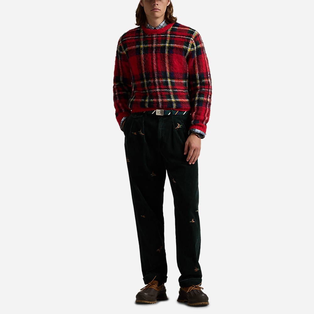 Plaid Wool-Blend Sweater - Red Combo