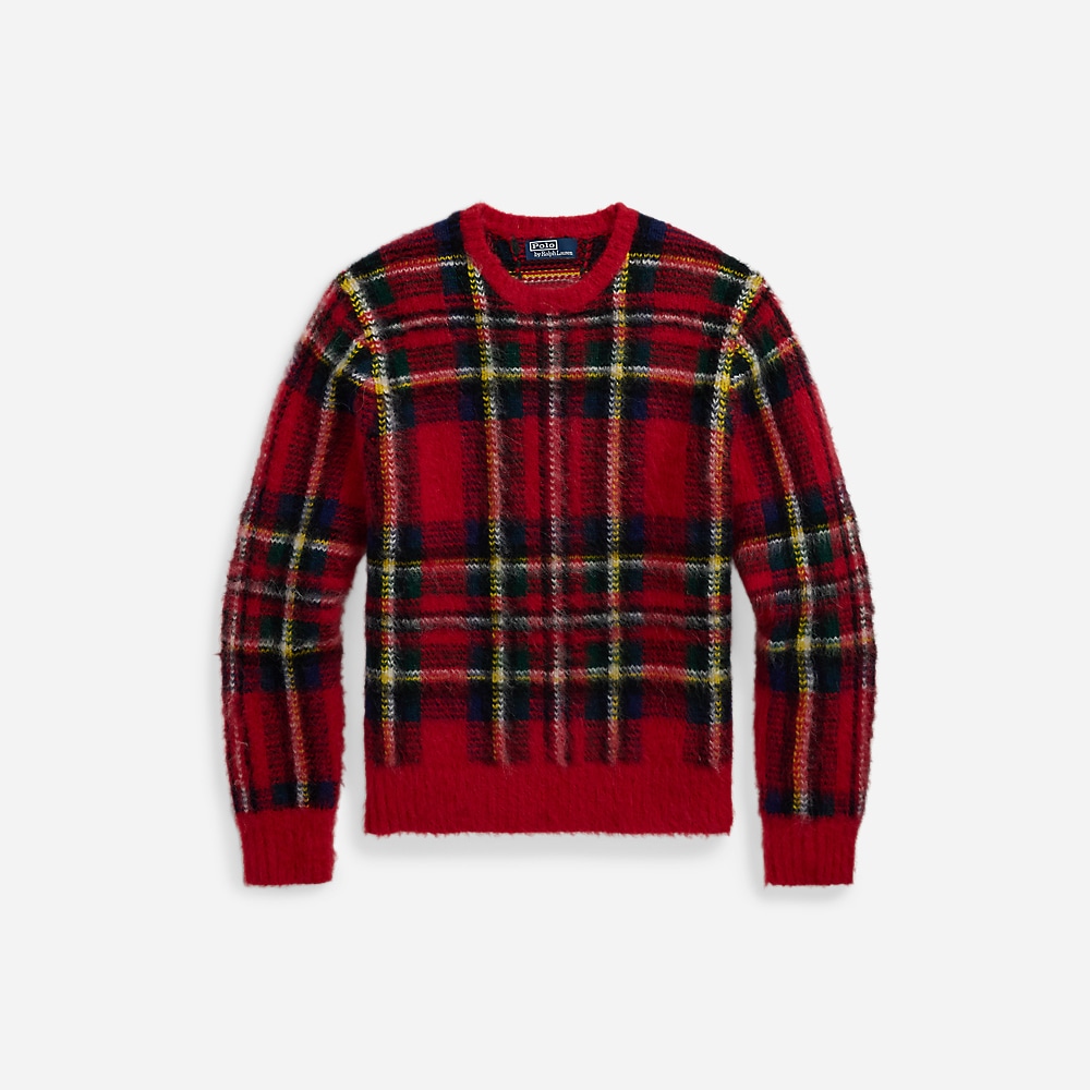 Plaid Wool-Blend Sweater - Red Combo