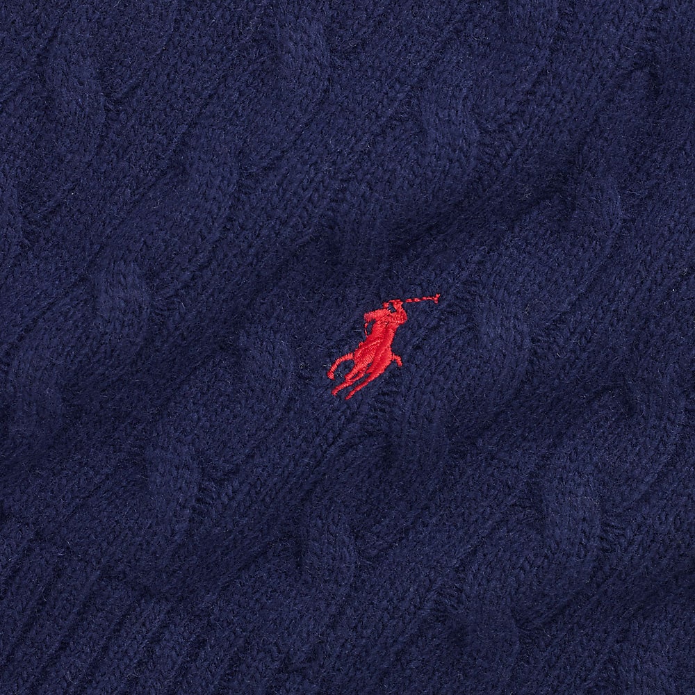Cable-Knit Wool-Blend Scarf - Classic Navy