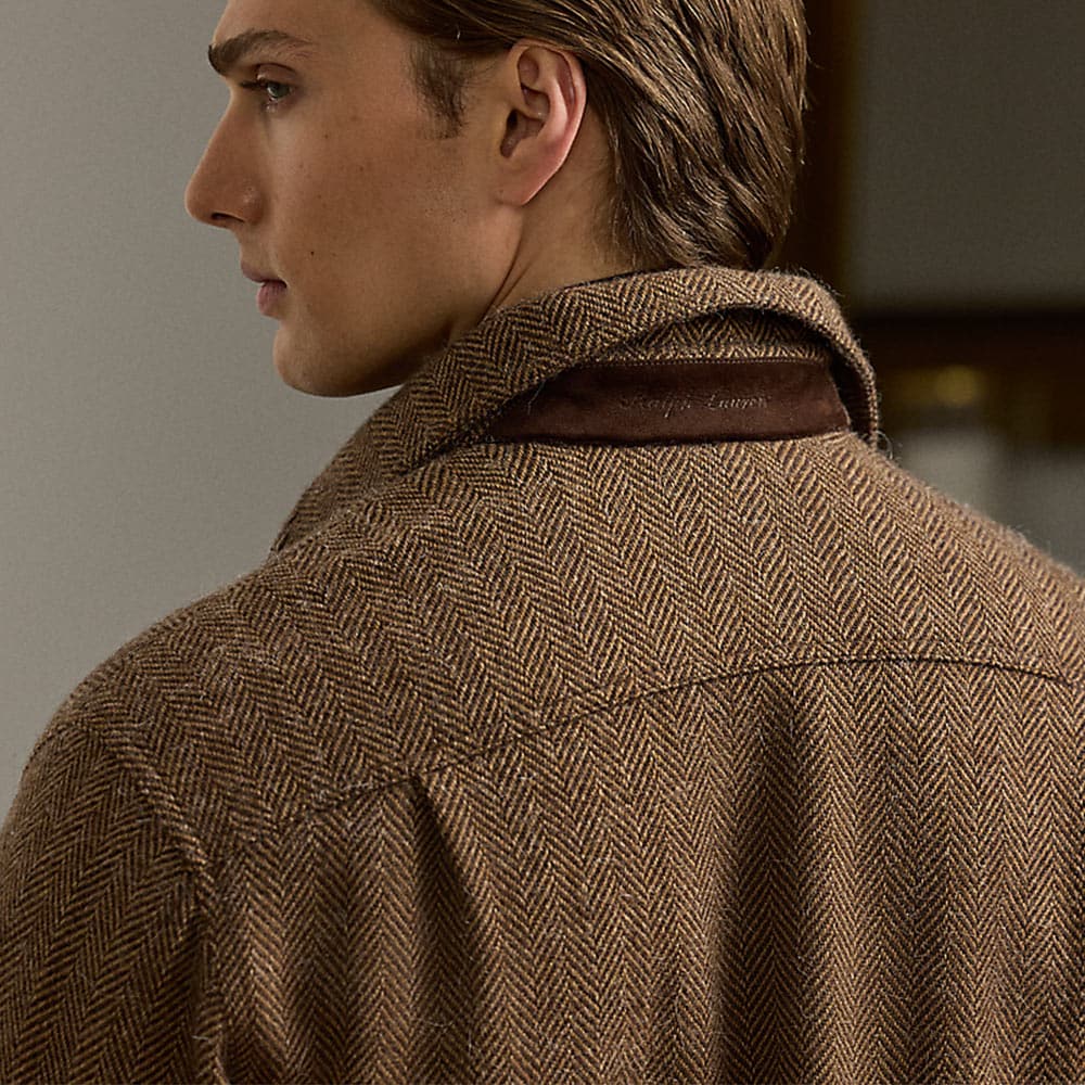 Wool-Cashmere Herringbone Shirt - Dark Brown Multi