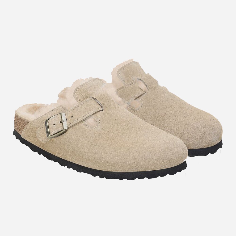 Boston Shearling Suede Leather Ladies - Taupe