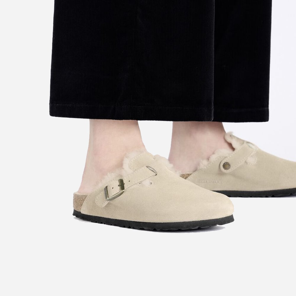 Boston Shearling Suede Leather Ladies - Taupe