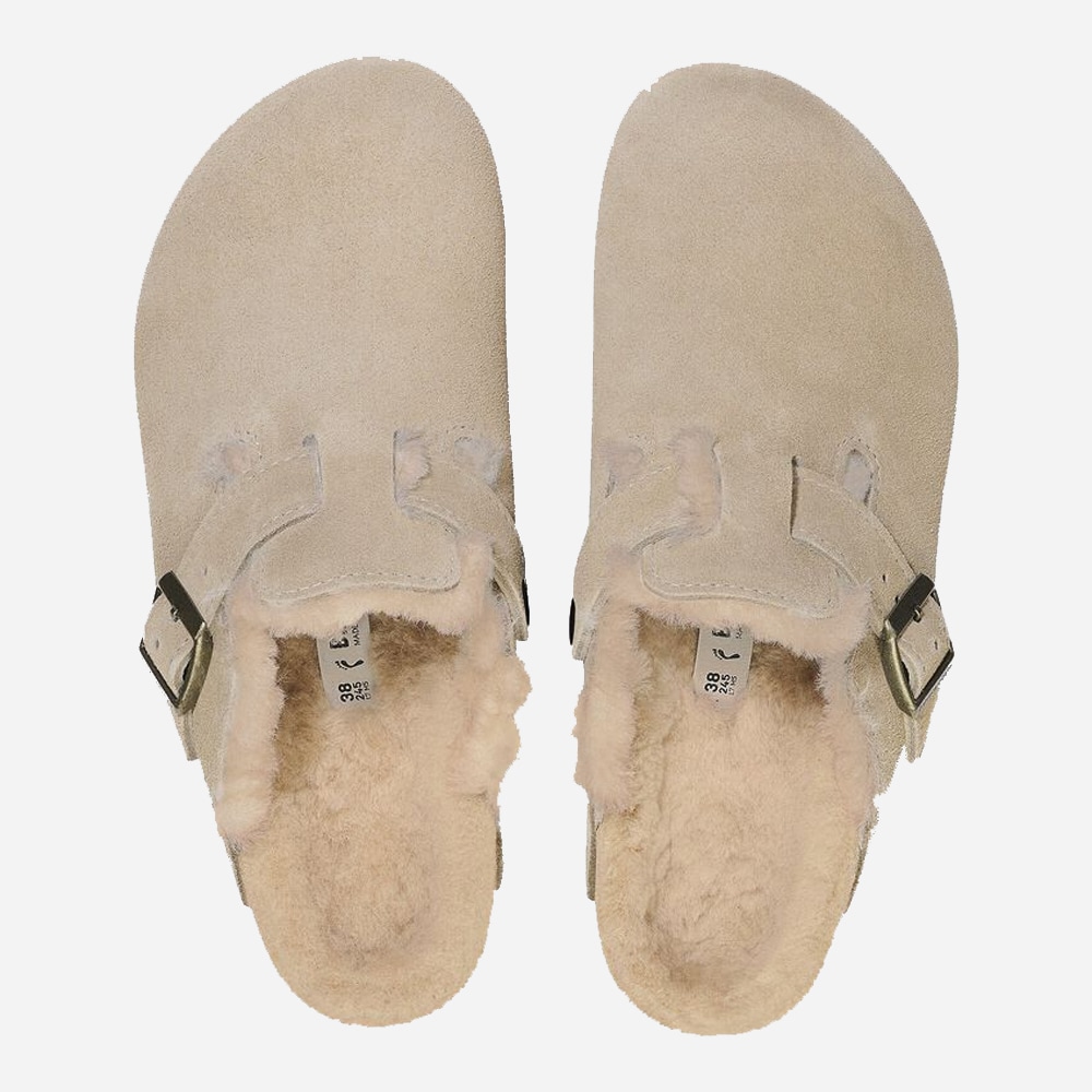 Boston Shearling Suede Leather Ladies - Taupe