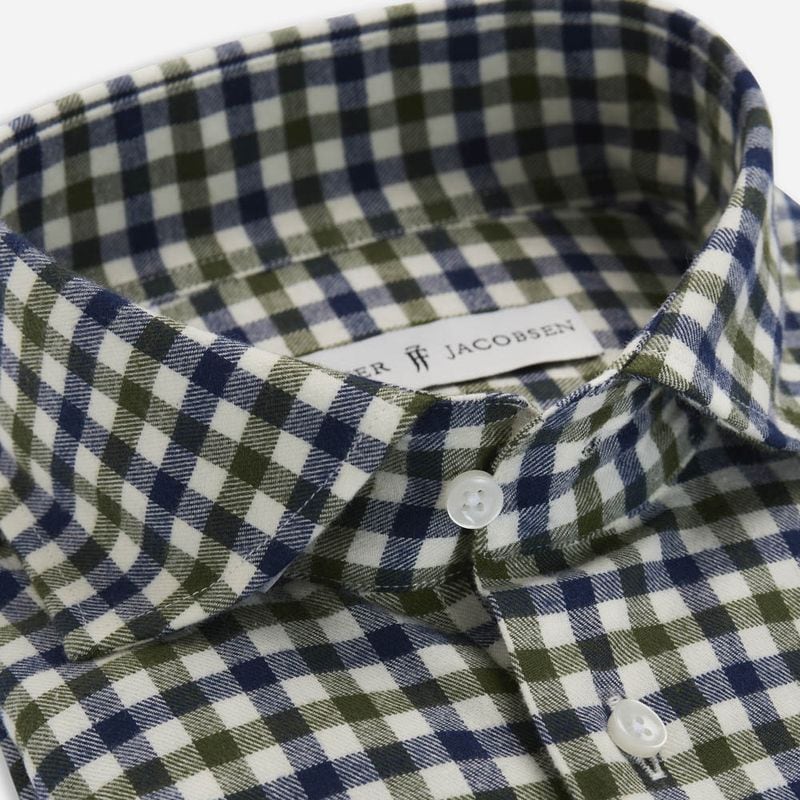 Flanel Slimline - Green-White-Navy Check