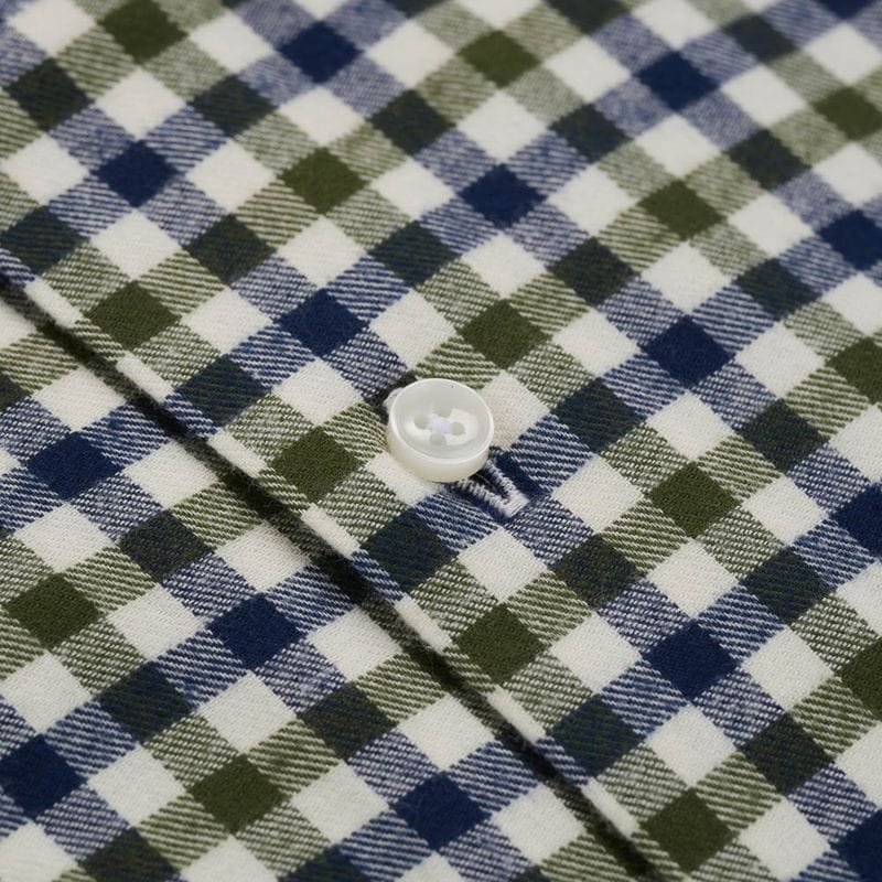 Flanel Slimline - Green-White-Navy Check