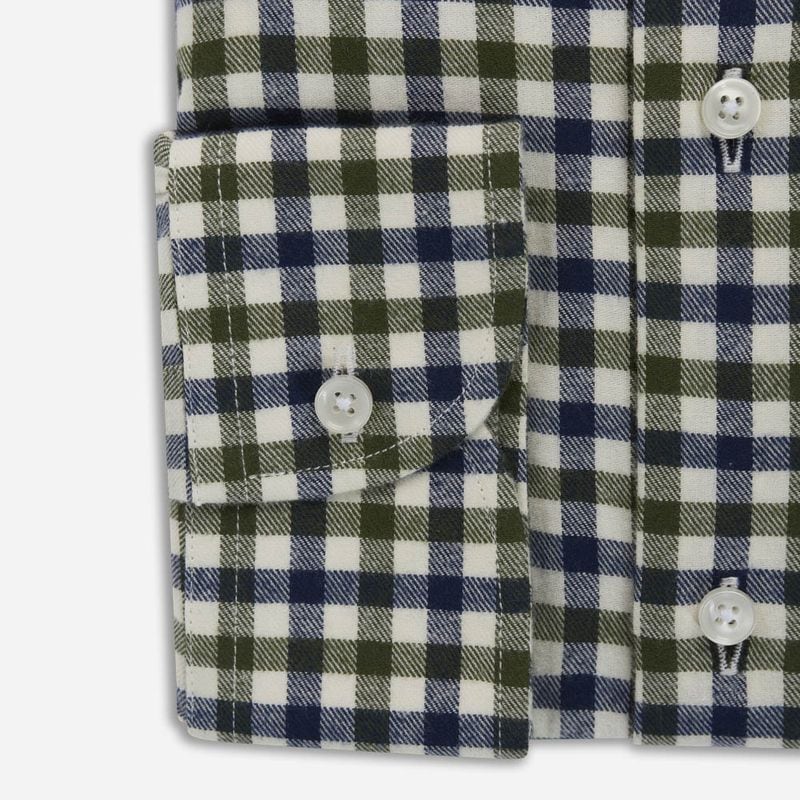 Flanel Slimline - Green-White-Navy Check