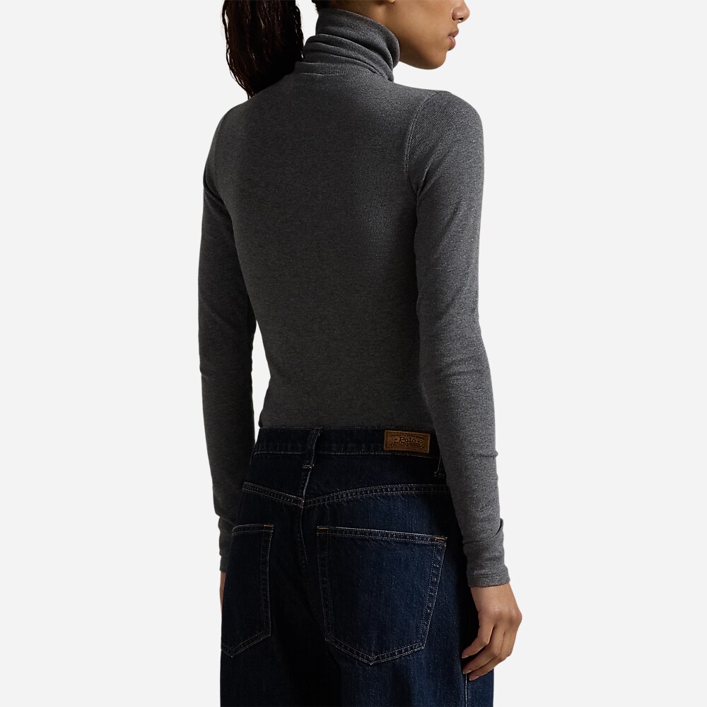 Stretch Ribbed Turtleneck - Medium Flannel Heather