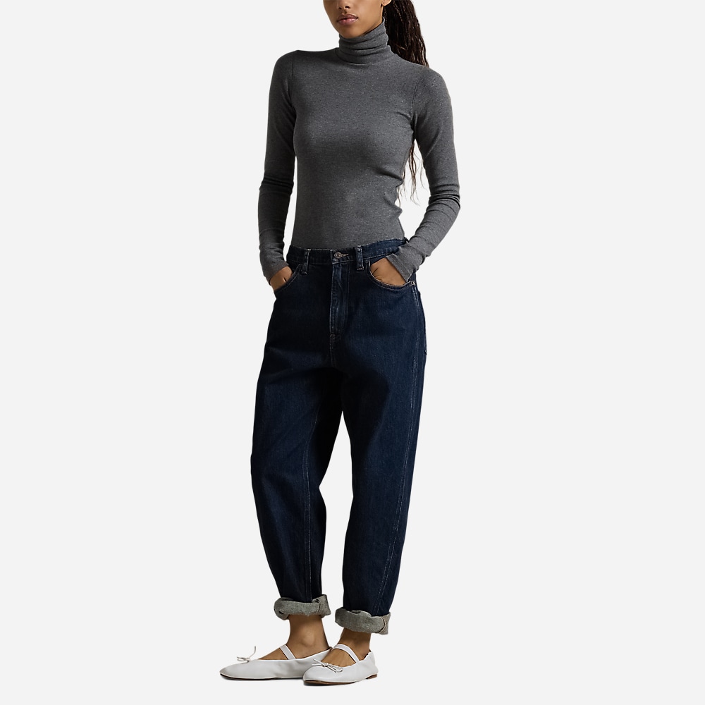 Stretch Ribbed Turtleneck - Medium Flannel Heather