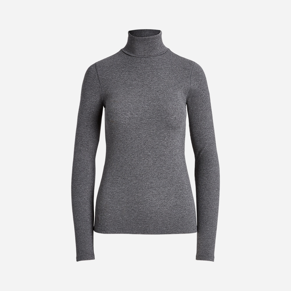Stretch Ribbed Turtleneck - Medium Flannel Heather