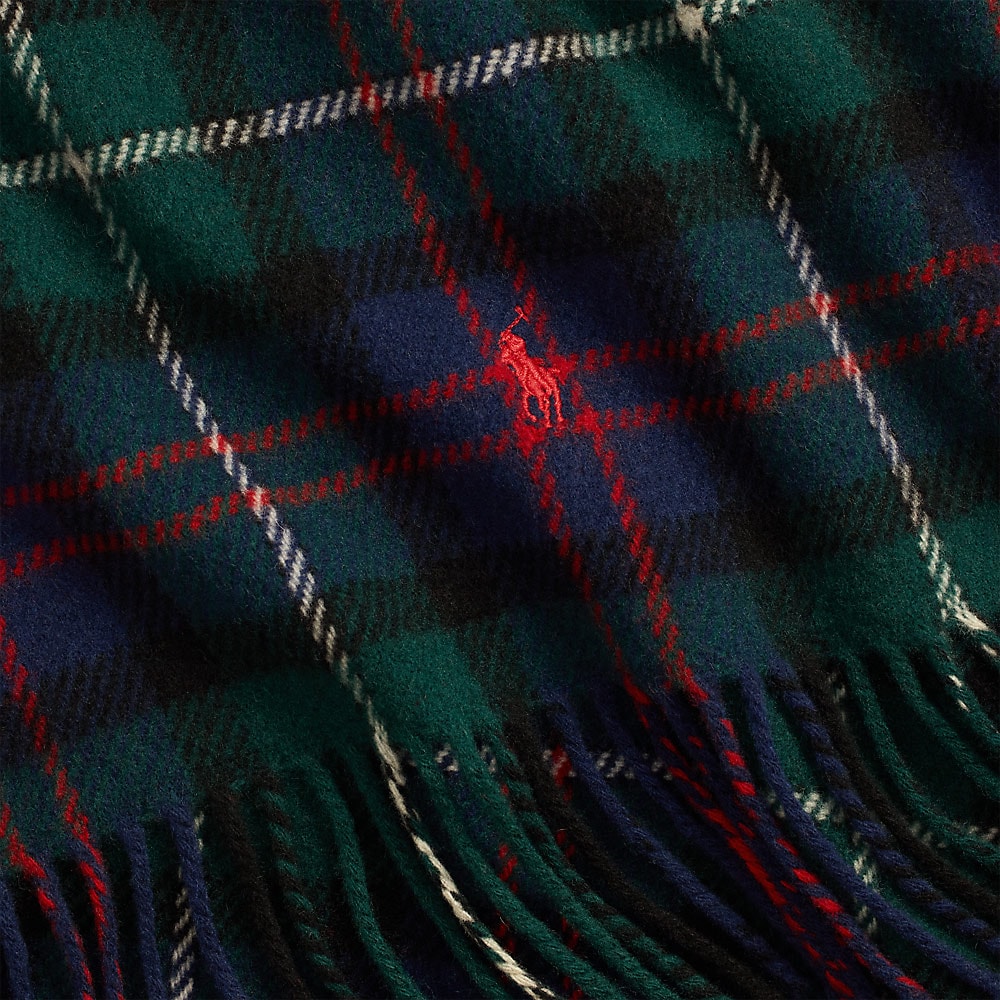 Plaid Twill Scarf - Navy