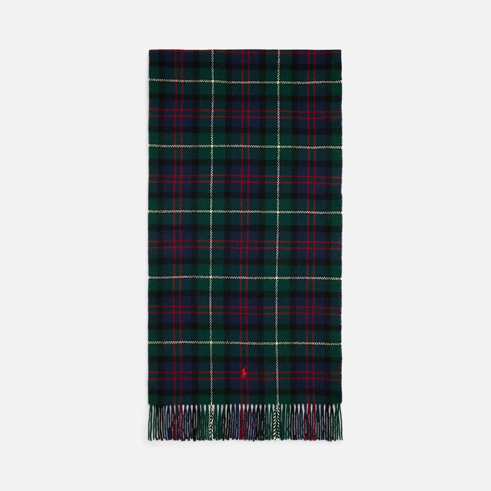 Plaid Twill Scarf - Navy