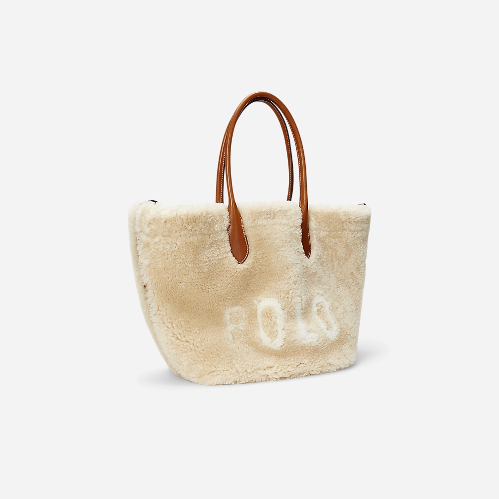 Shearling-Leather Medium Bellport Tote - Cream/Cuoio