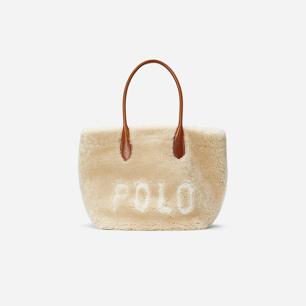 Shearling-Leather Medium Bellport Tote - Cream/Cuoio