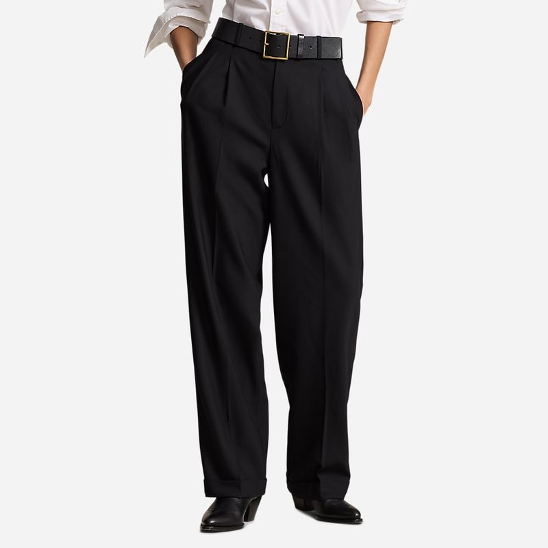 Wool-Blend Wide-Leg Pant - Black