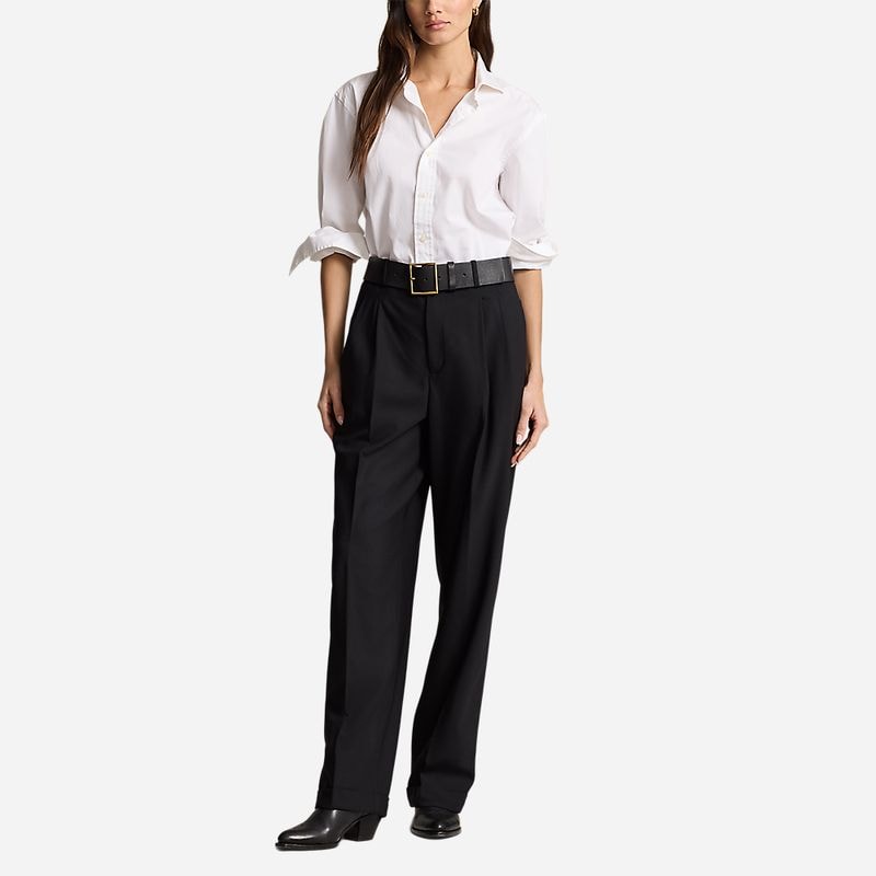 Wool-Blend Wide-Leg Pant - Black