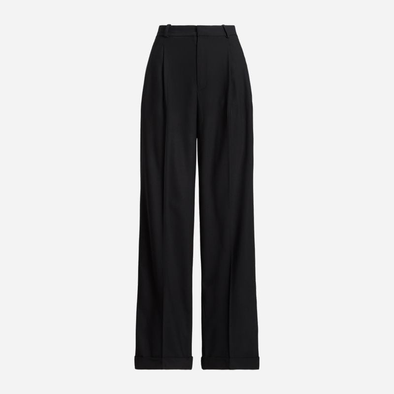 Wool-Blend Wide-Leg Pant - Black