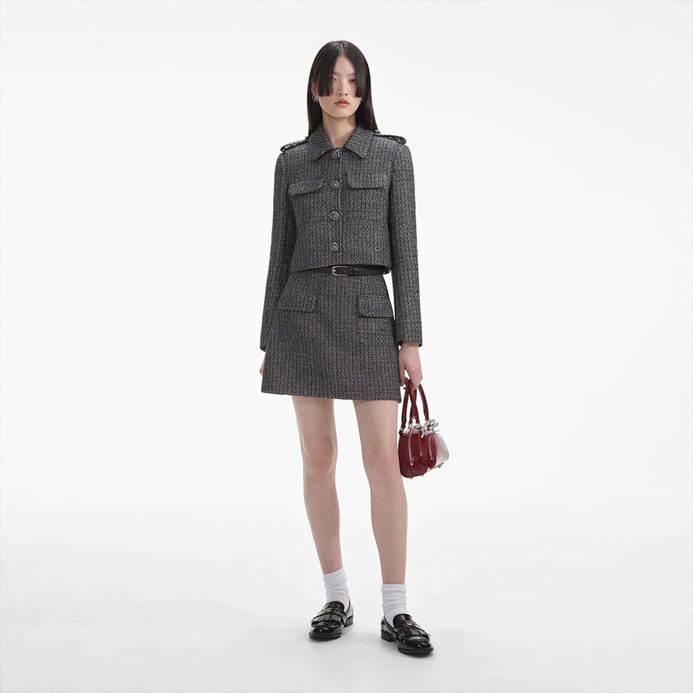 Metallic Boucle Jacket - Black