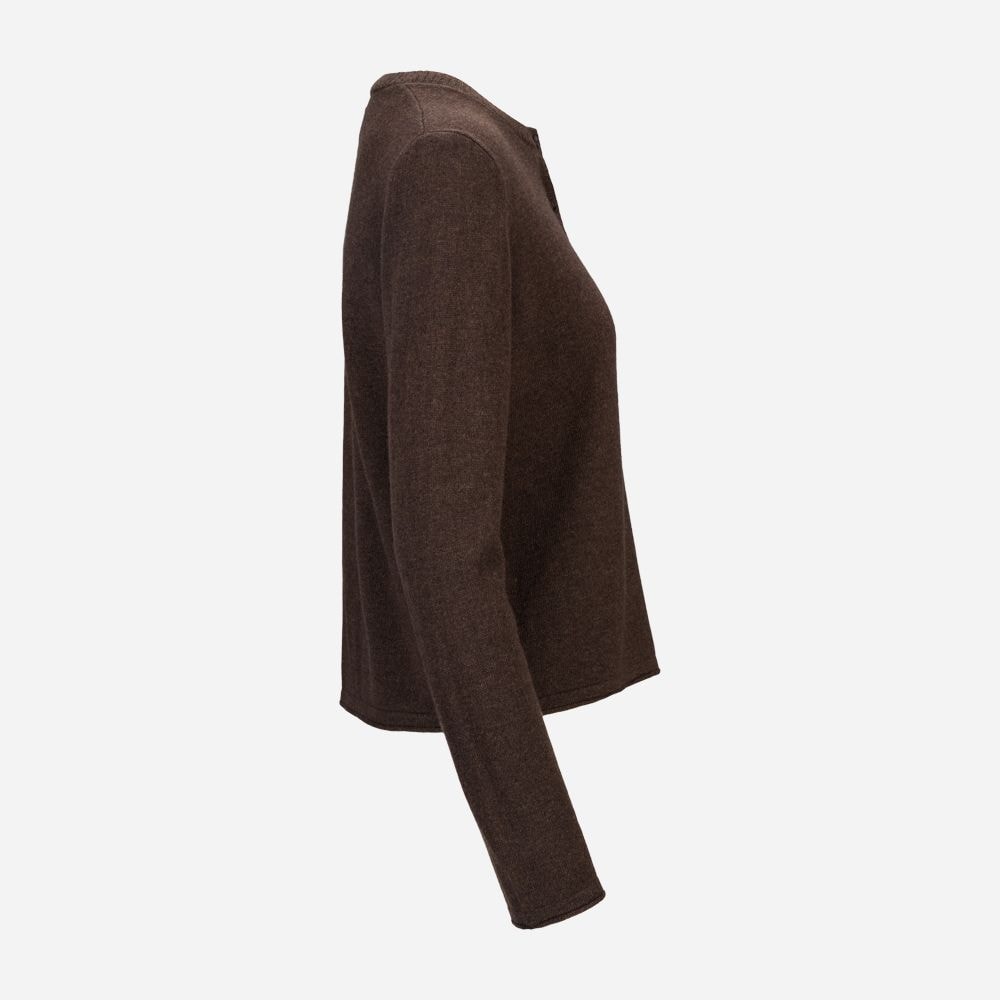 Clara Cardigan Cashmere Blend - Dark Brown Melange