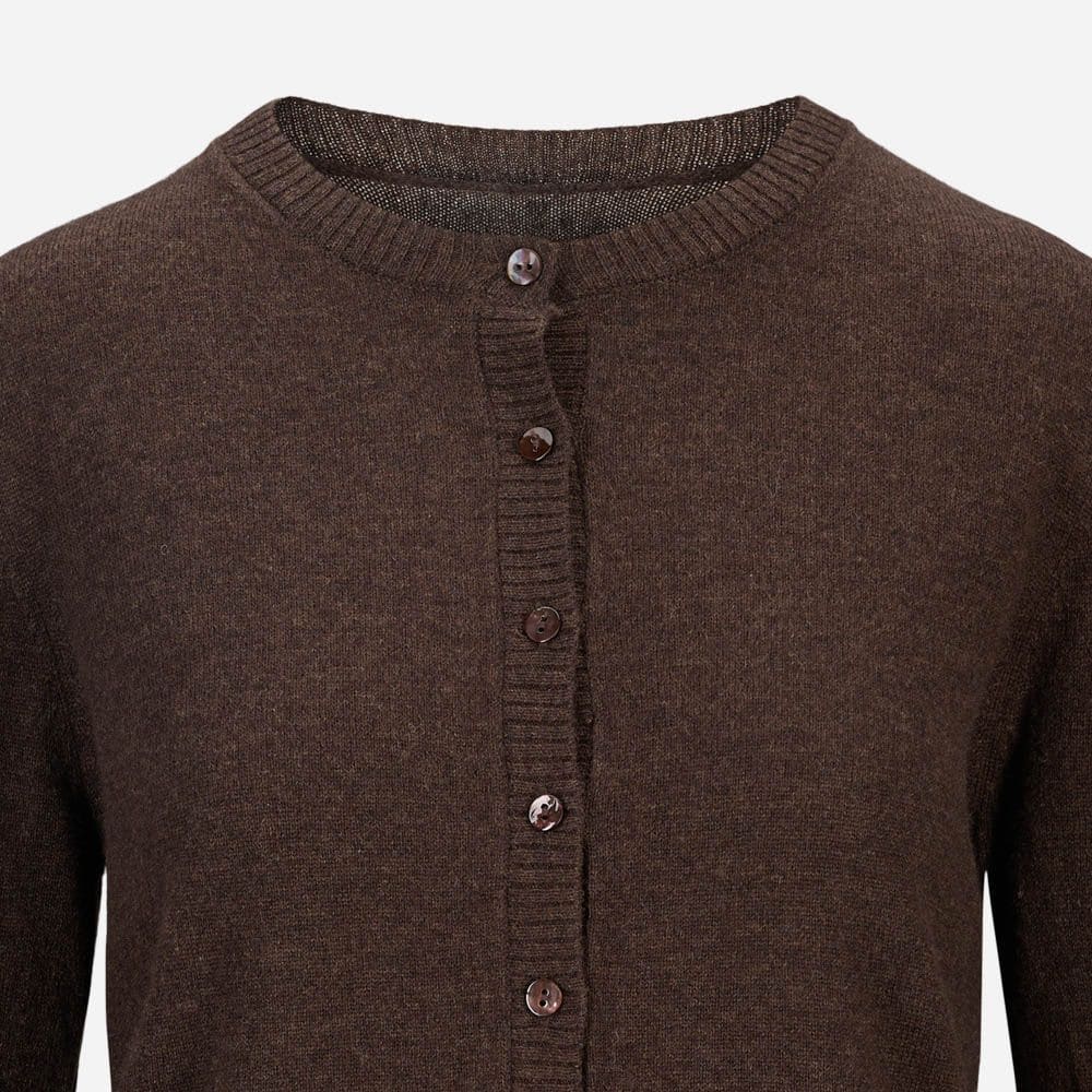 Clara Cardigan Cashmere Blend - Dark Brown Melange