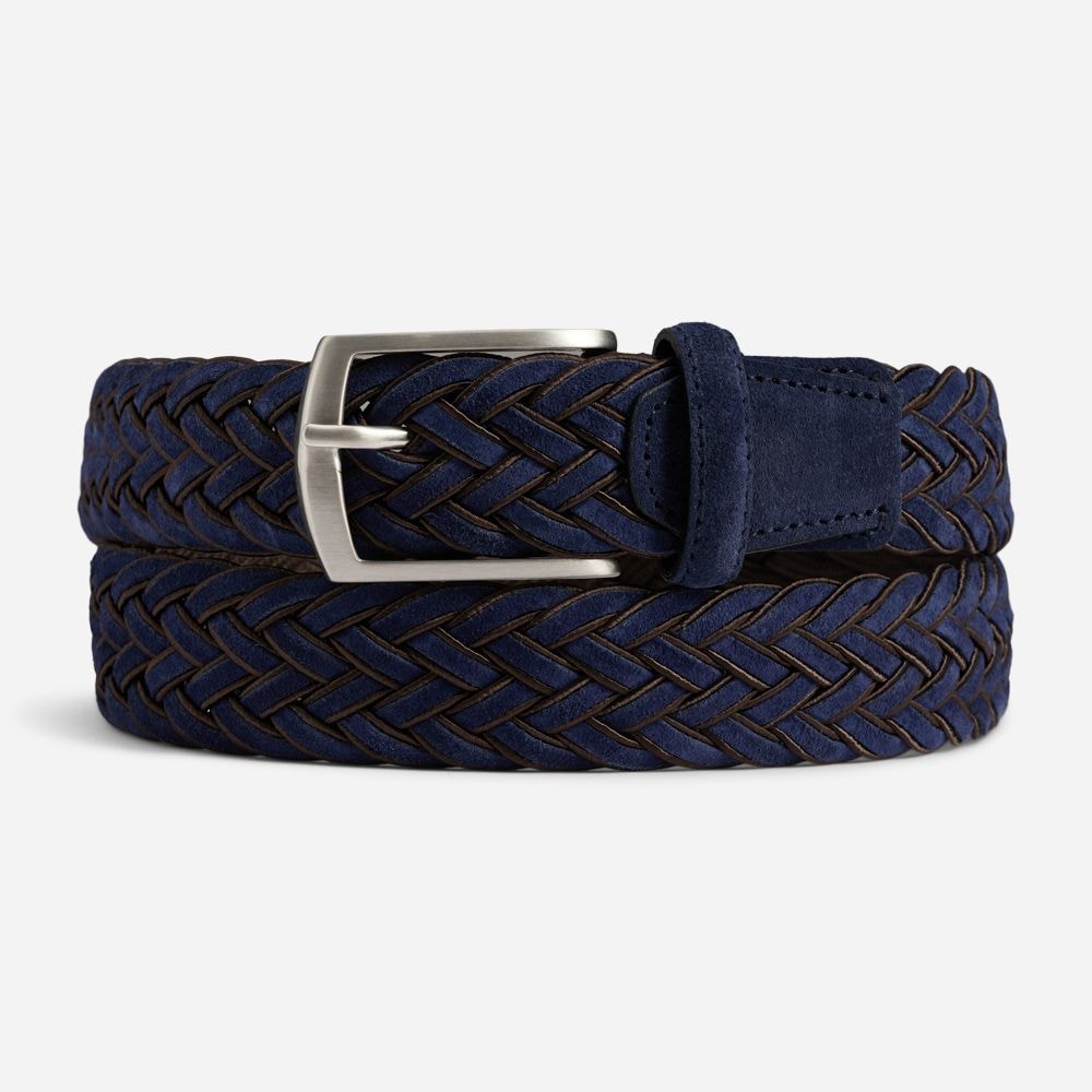 Suede Braided Belt - Blue-Dk Brown