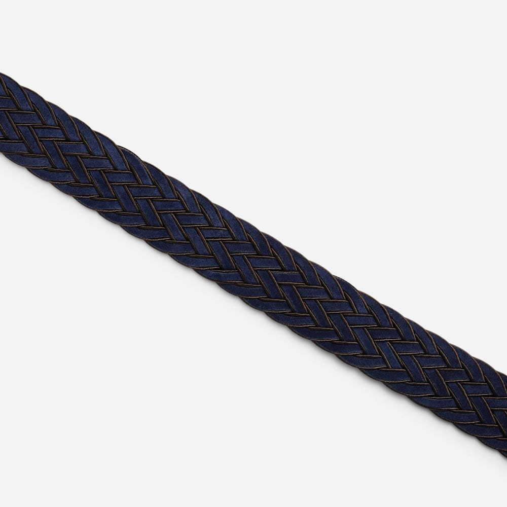 Suede Braided Belt - Blue-Dk Brown
