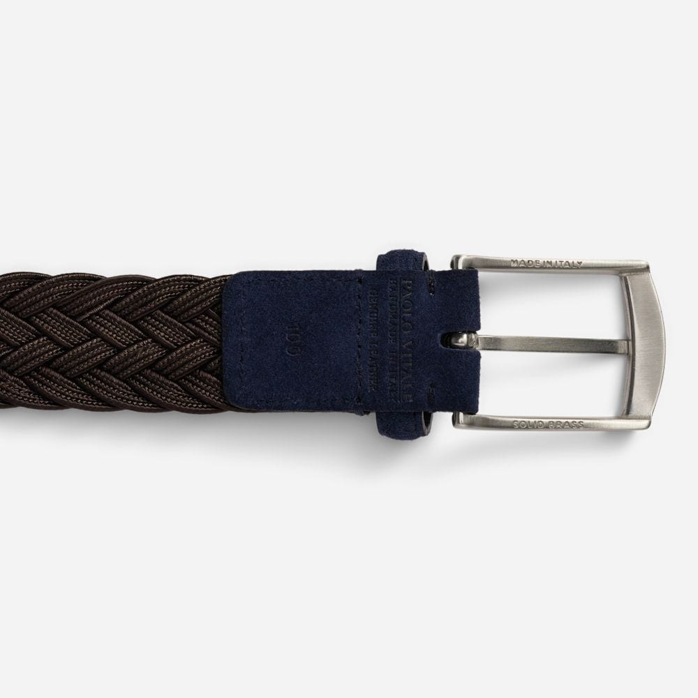 Suede Braided Belt - Blue-Dk Brown
