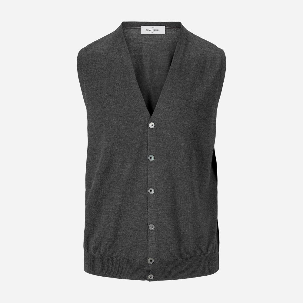 Sleeveless Cardigan Vest - Dark Grey