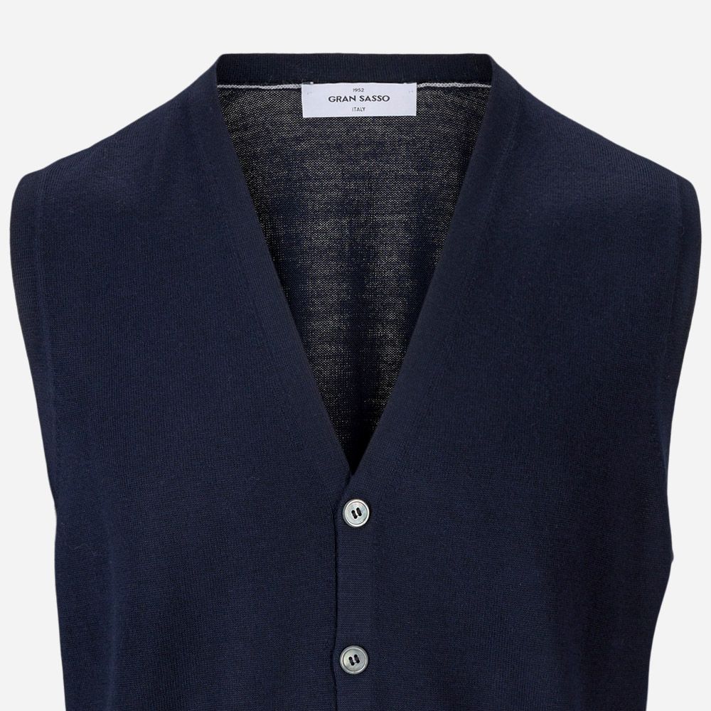 Sleeveless Cardigan Vest - Dark Navy