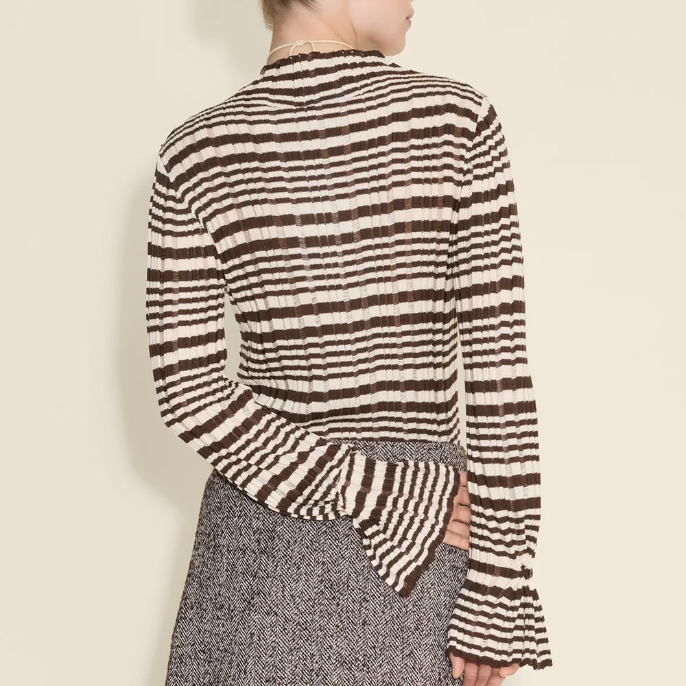 Rib Stripe Turtleneck - Brown Mix