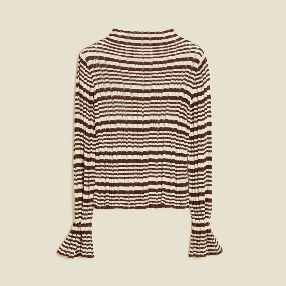 Rib Stripe Turtleneck - Brown Mix