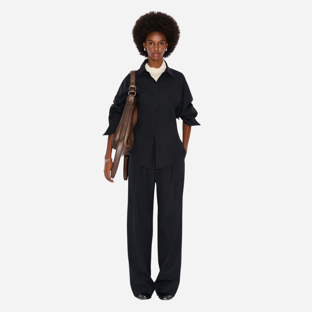 Cyra Pleat Trouser - Black