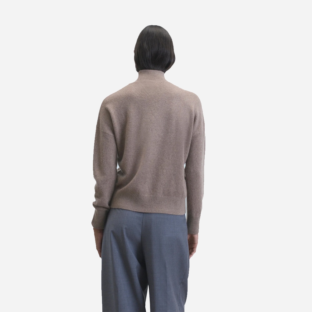 Heart Turtle Neck Sweater - Taupe